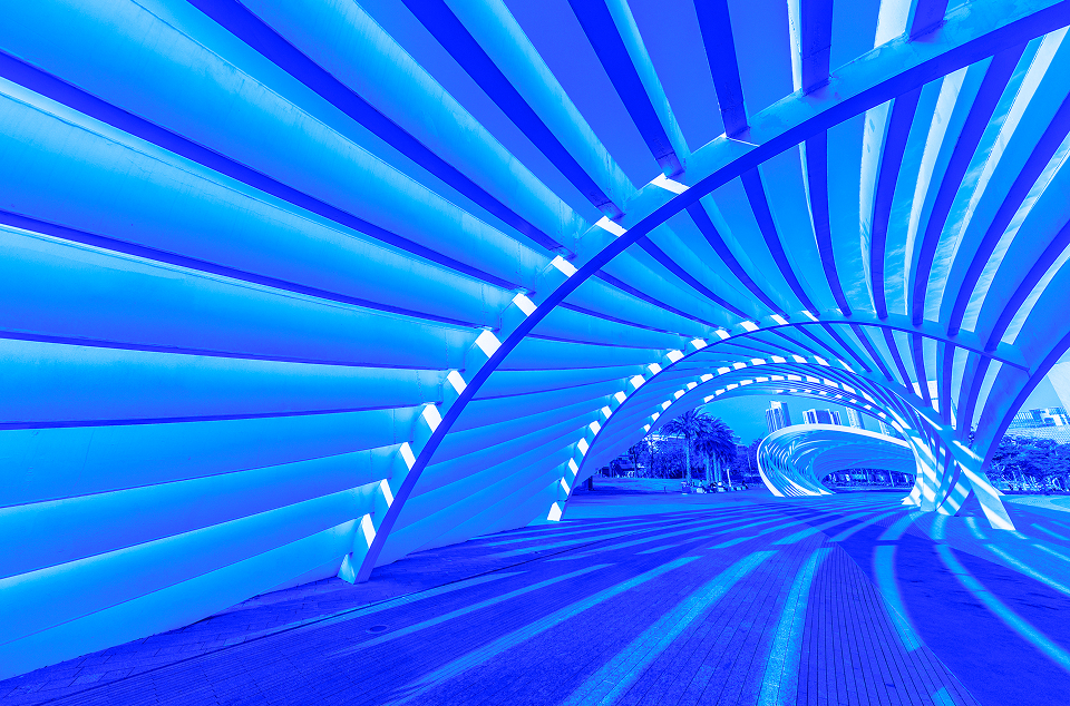 spiral wave in front of city scape