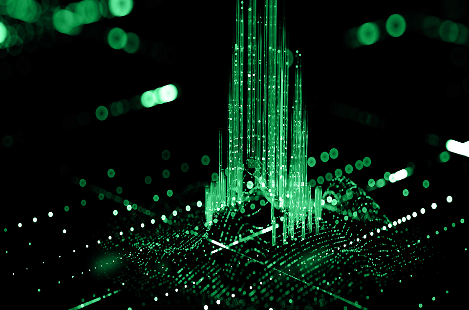 green digital tower abstract