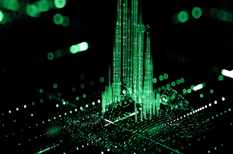green digital tower abstract