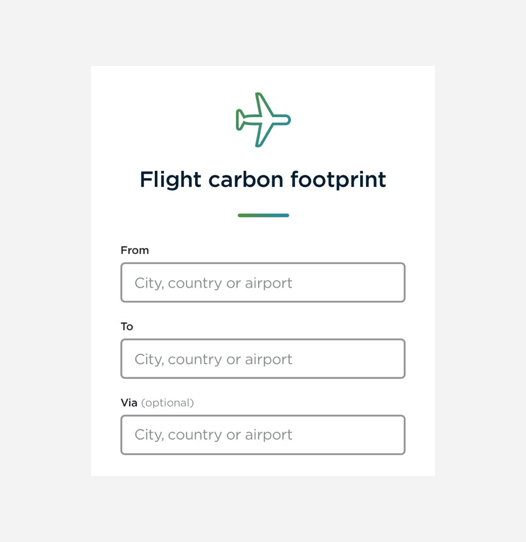 A form with a few fields to fill in for flight carbon footprint