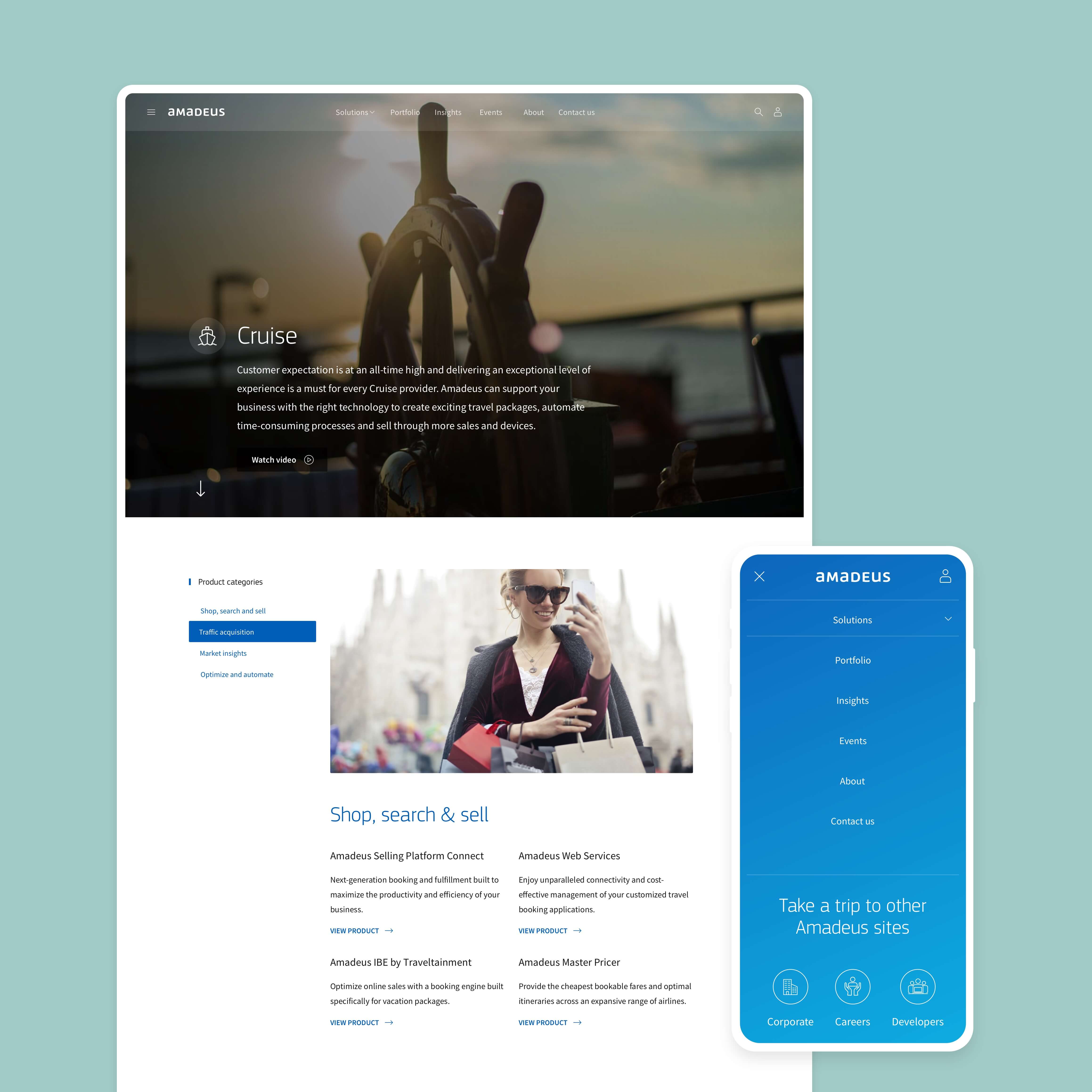 desktop-and-mobile screen-with-amadeus-website-visual-design