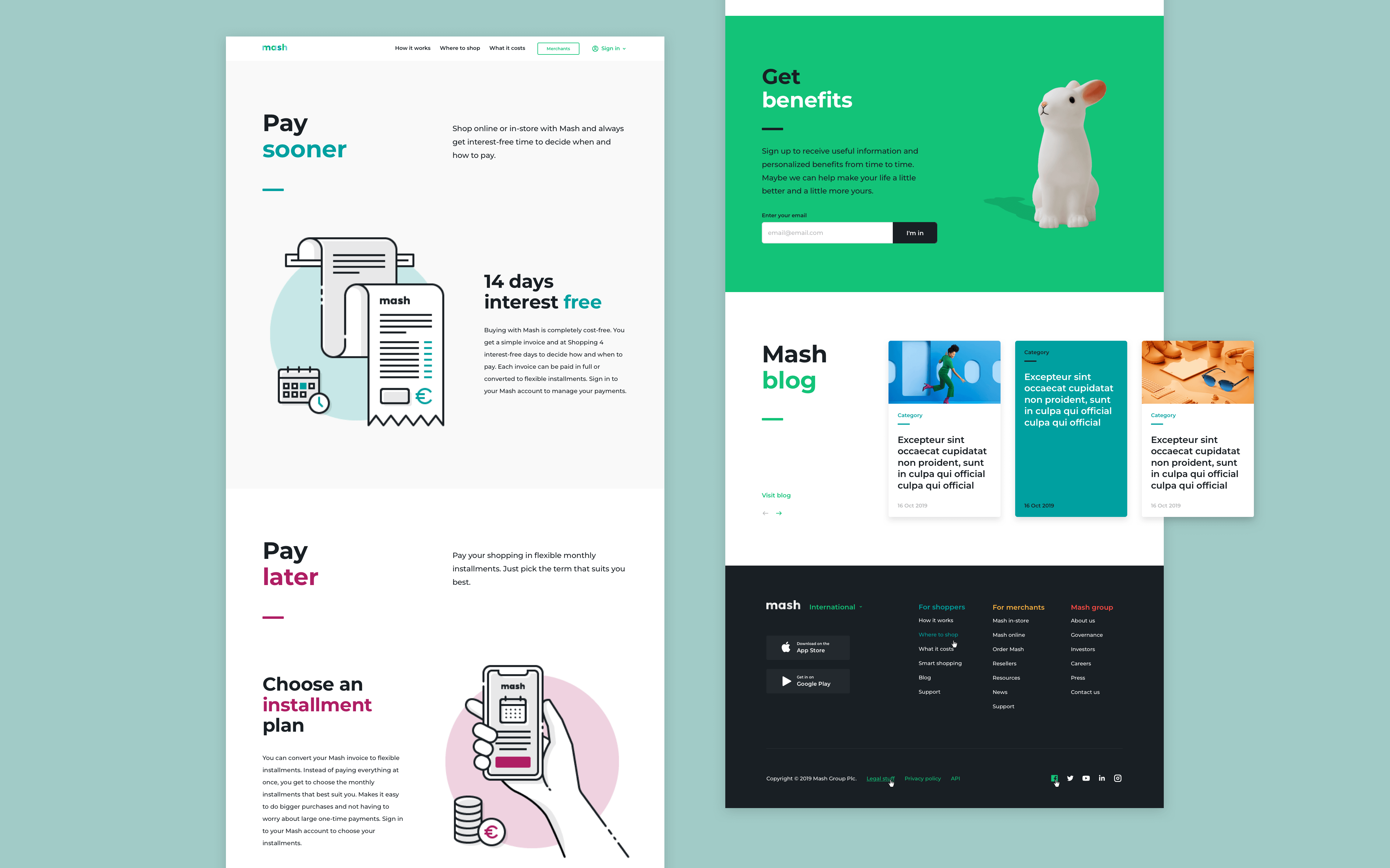 mash homepage visual design