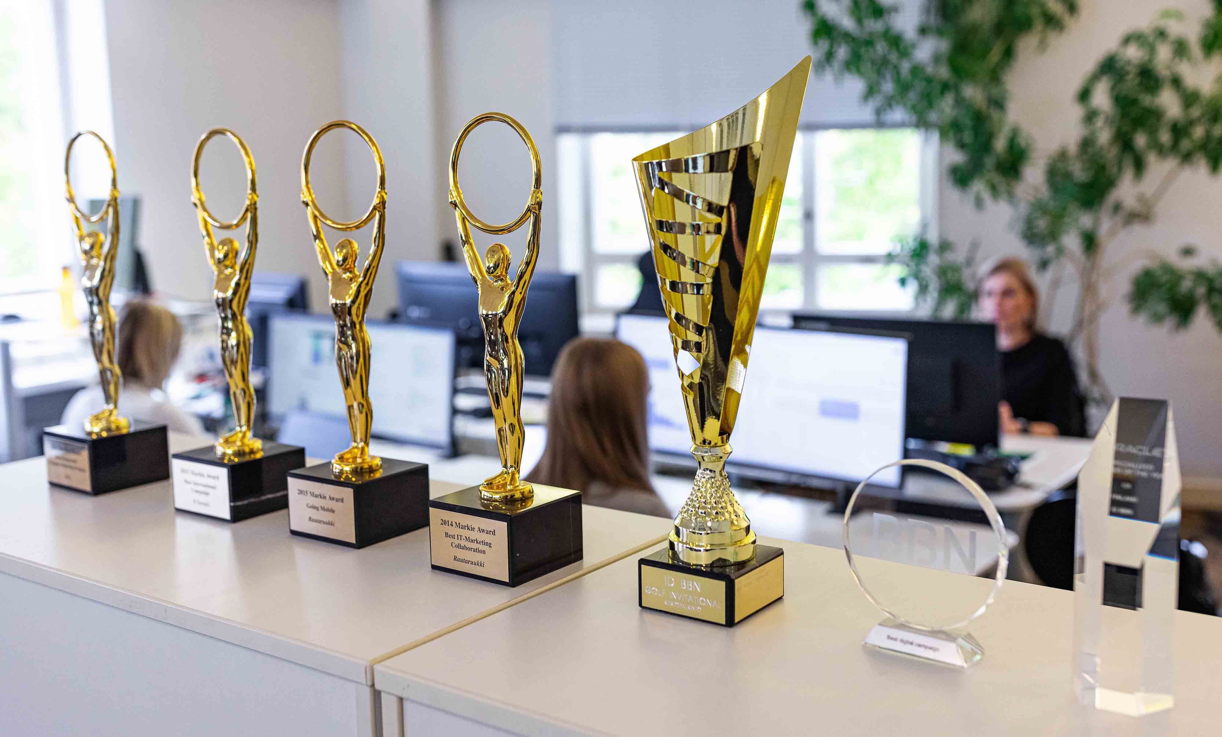 awards displayed in office
